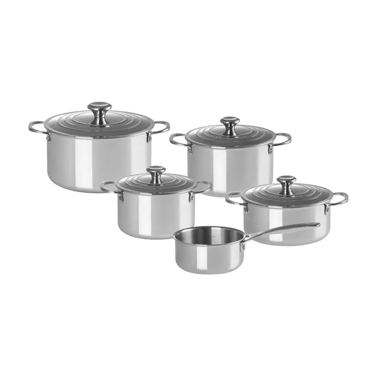 LE CREUSET | BATTERIA 5 PZ IN ACCIAIO INOX