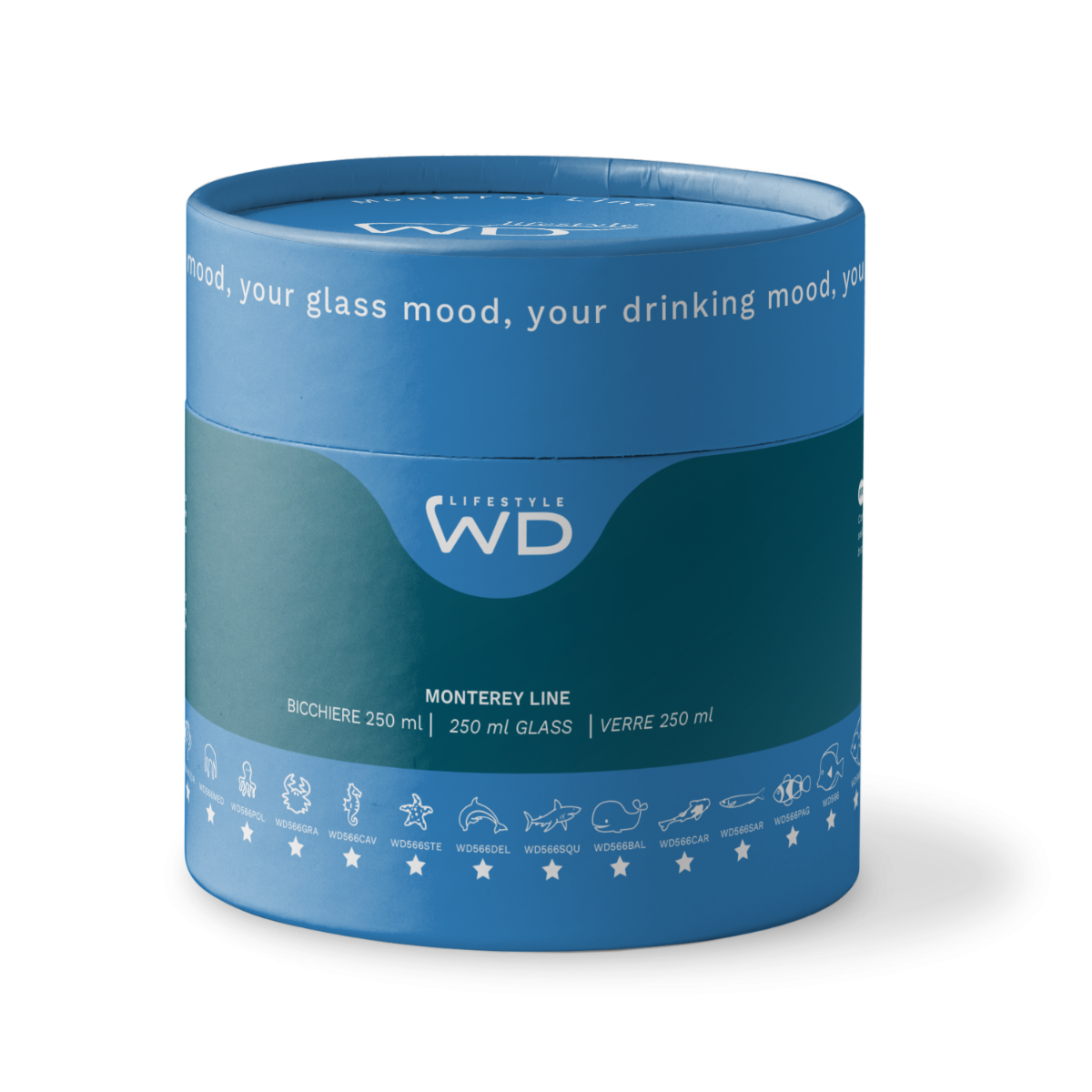 WD | BICCHIERE CON SOGGETTO IN VETRO COLORATO ALL'INTERNO - PZ SINGOLO