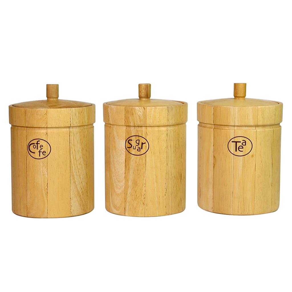 MEDRI | TRIS BARATTOLI IN LEGNO CAFFE' -ZUCCHERO -TE'