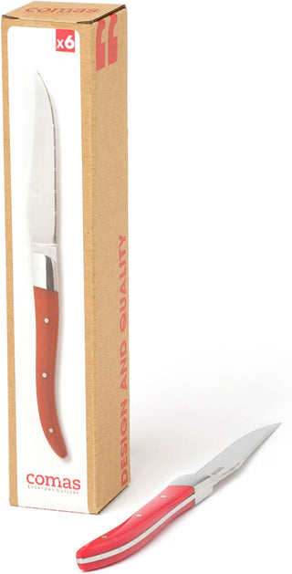 COMAS  SET 6 COLTELLI BISTECCA ROSSI