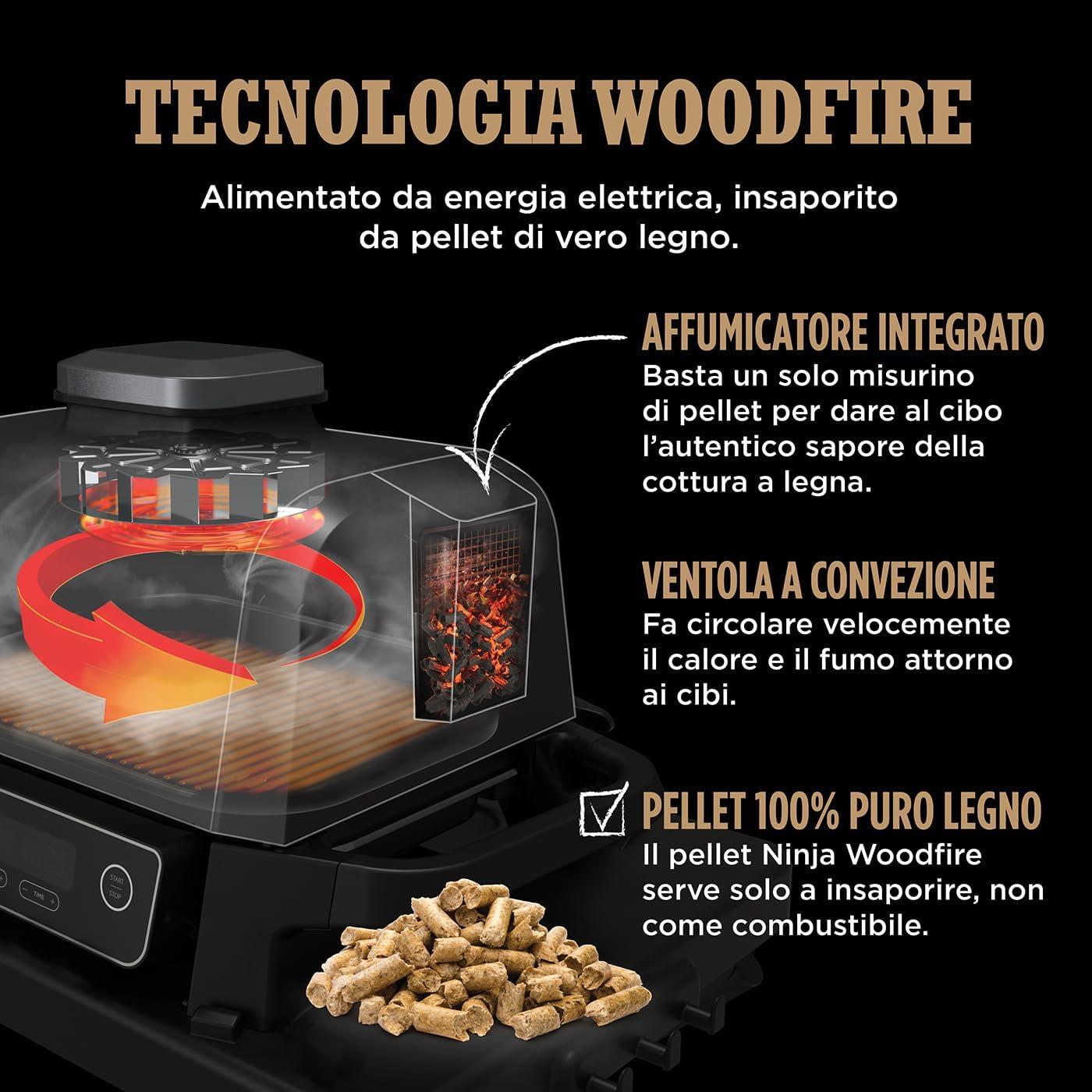 NINJA | BARBECUE ELETTRICO NINJA WOODFIRE CON AFFUMICATORE INTEGRATO OG701EU