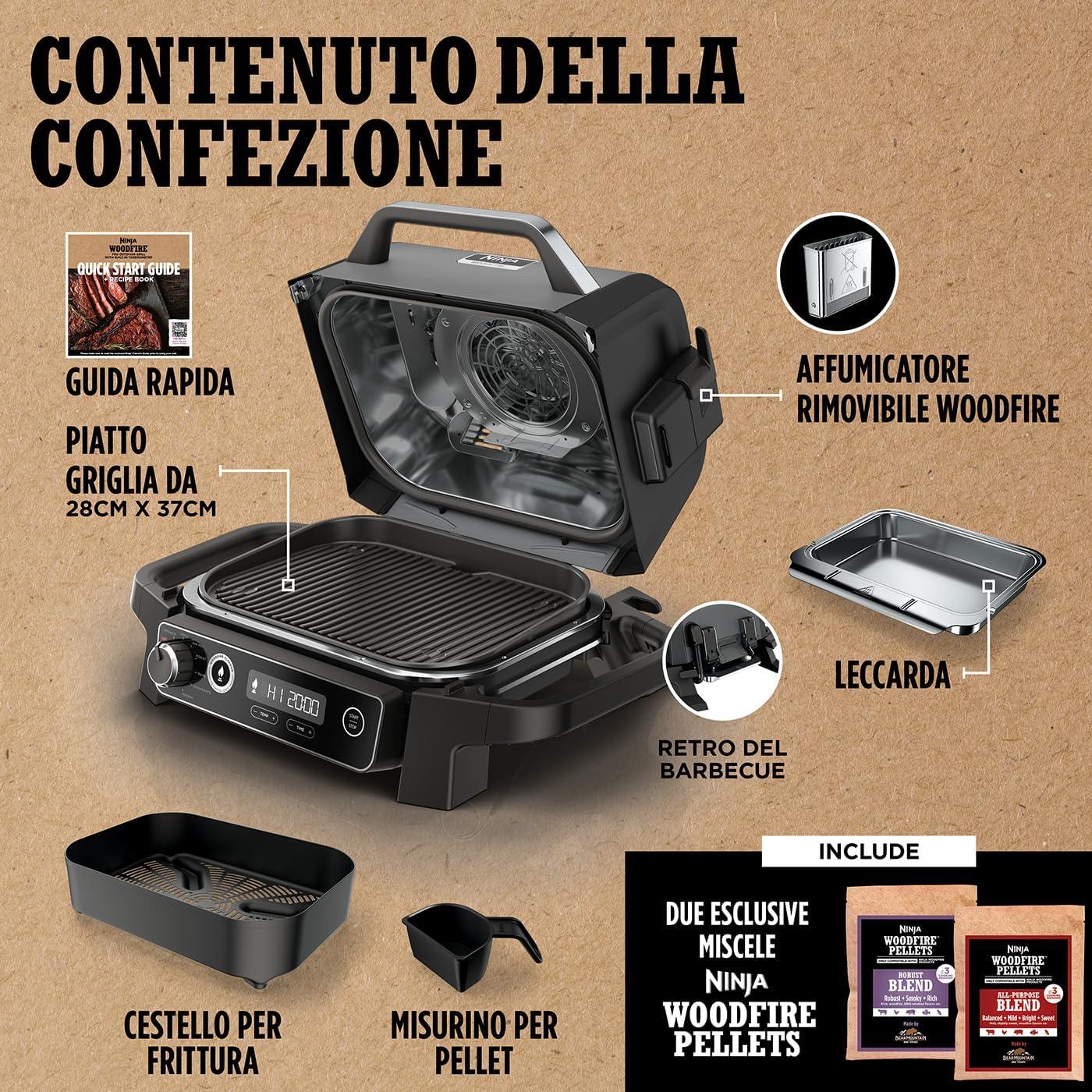 NINJA | BARBECUE ELETTRICO NINJA WOODFIRE CON AFFUMICATORE INTEGRATO OG701EU