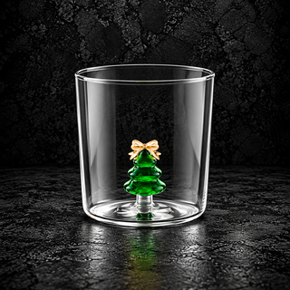 Bicchiere Conico Christmas Miniatures 35 cc in Vetro Borosilicato – 6 Decori Natalizi Assortiti