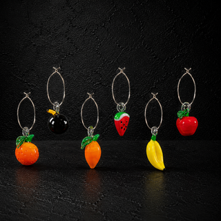 Set 6 anellini segnaposto con decoro in vetro colorato