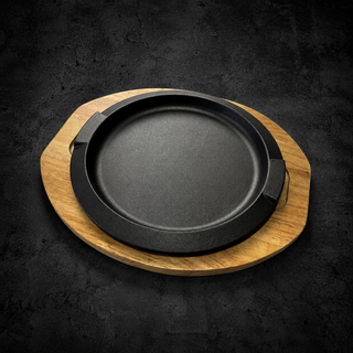Piatto da Servire Rotondo in Ghisa con Base in Legno – Ø 31 cm - vista 2