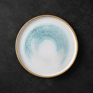 Piatto Piano Churchill Studio Prints Homespun Accents Aquamarine HAAMWP211 Ø 21 cm in Porcellana Super Vitrified
