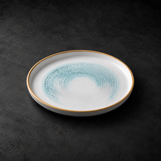 Piatto Piano Churchill Studio Prints Homespun Accents Aquamarine HAAMWP211 Ø 21 cm in Porcellana Super Vitrified