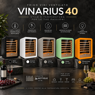 Frigo Vini VINARIUS 40 – 36 Bottiglie, Temperatura +2/+20 °C