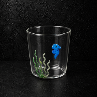 Bicchiere in vetro decorato all' esterno 250ml