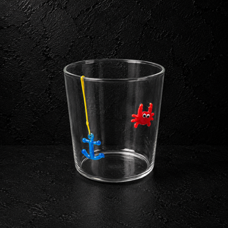 Bicchiere in vetro decorato all' esterno 250ml