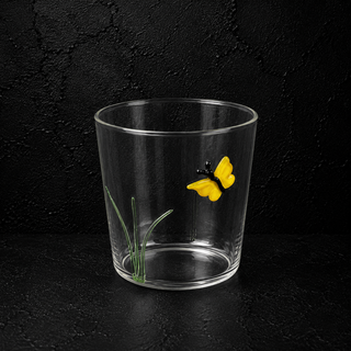 Bicchiere in vetro decorato all' esterno 250ml