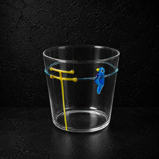 Bicchiere in vetro decorato all' esterno 250ml
