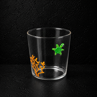 Bicchiere in vetro decorato all' esterno 250ml