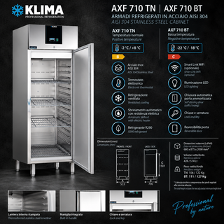 Armadio Refrigerato Professionale Ventilato 1 anta piani stampati | -22/+18 °C | AISI 304