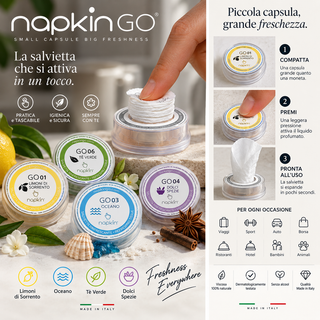 NAPKIN GO® – Salvietta Umidificata Tascabile in Capsula