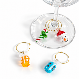Set 6 Anellini Segnabicchieri Natalizi in Vetro Colorato – Decori Assortiti