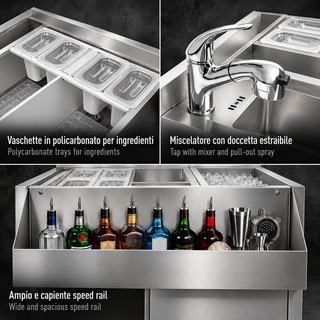 Drink station in acciaio inox con lavello