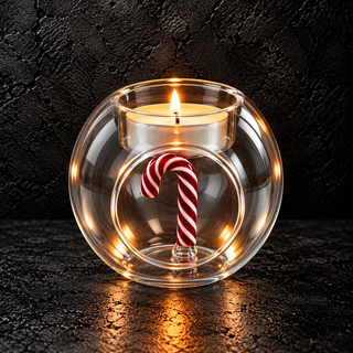WD Lifestyle Porta Tealight Natalizio in Vetro Borosilicato con Decorazione Interna