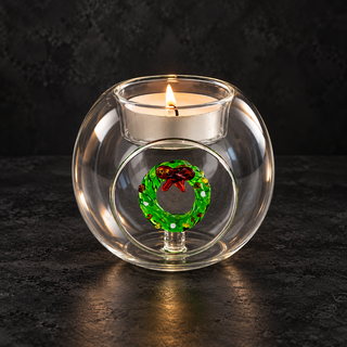 WD Lifestyle Porta Tealight Natalizio in Vetro Borosilicato con Decorazione Interna