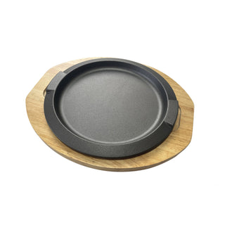 HORECA PROFESSIONAL-PIATTO TONDO GHISA  CM 31 (INT. CM.27) CON BASE LEGNO CM 37X32,8