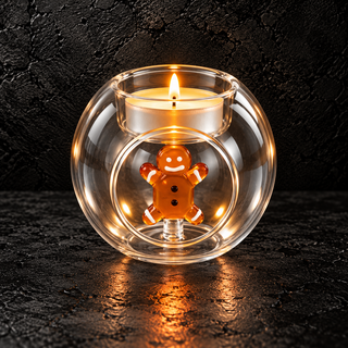 WD Lifestyle Porta Tealight Natalizio in Vetro Borosilicato con Decorazione Interna
