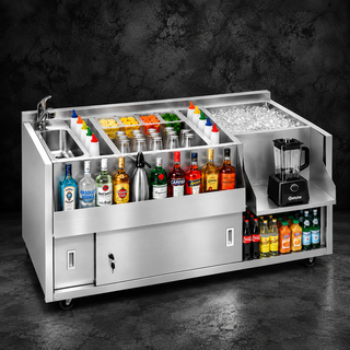 Drink station in acciaio inox con lavello