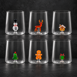 Bicchiere Conico Christmas Miniatures 48 cc in Vetro Borosilicato – 6 Decori Natalizi Assortiti