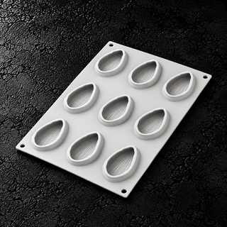 MANDORLA 30 Stampo in silicone 9 impronte 7,3x3,9cm H2,4cm 30ml + cutter Silikomart