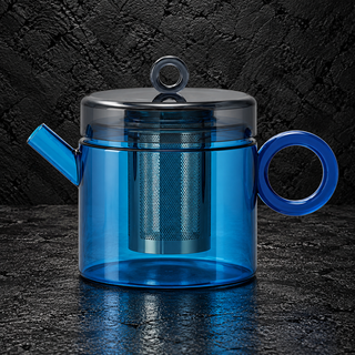 Teiera in Vetro Borosilicato con Manico Colorato ad Anello e Filtro in Acciaio Inox – 1,2 Litri