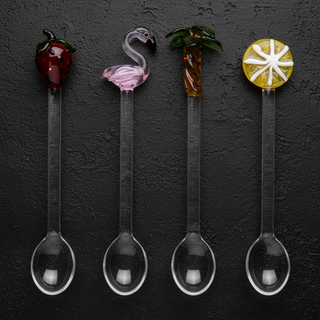 WD Coloured Handblown Glass Coffee Spoons Set of 4