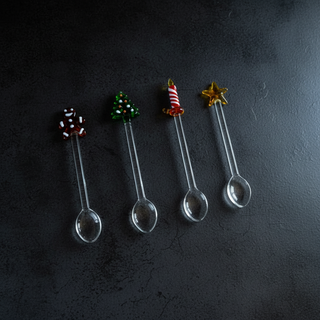 Cucchiaini Caffè Natalizi Vetro Set 4