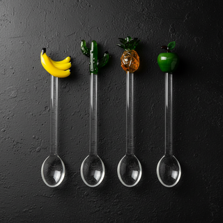 WD Coloured Handblown Glass Coffee Spoons Set of 4