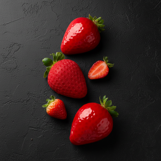 Fragole su cemento nero