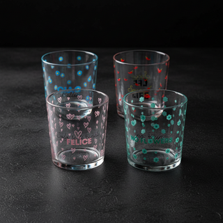 WD LifeStyle Set of 4 Decorated Glass Tumblers 300 ml