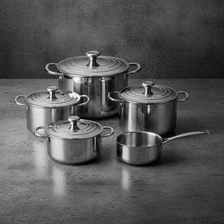 LE CREUSET | BATTERIA 5 PZ IN ACCIAIO INOX