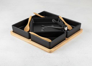 Set aperitivo con vassoio in legno