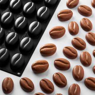 Stampo caffè con praline su cemento