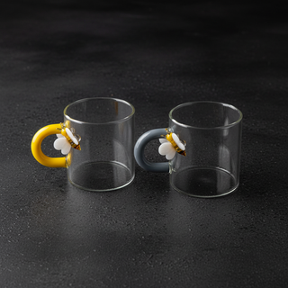 WD Borosilicate Glass Espresso Cups Set of 2 with Artisan Decoration