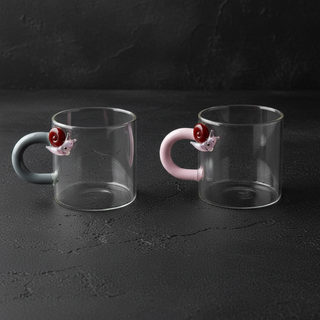 WD Borosilicate Glass Espresso Cups Set of 2 with Artisan Decoration