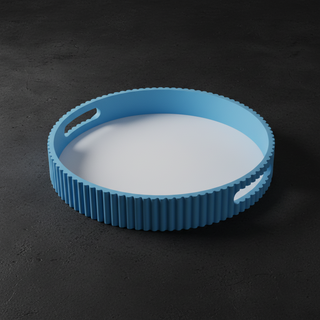 Vassoio Rotondo Ø 30 cm MDF Bordo a Costine WD