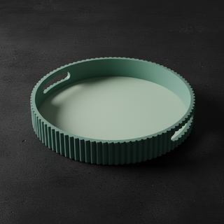 Vassoio Rotondo Ø 30 cm MDF Bordo a Costine WD